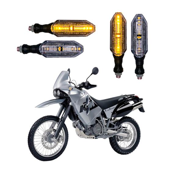 Imagem de KIT 4 Setas Esportivas Pisca de Led Modelo P26 Para Moto KTM ADVENTURE 640 ST Ano 2004 2005 2006 2007 2008 2009