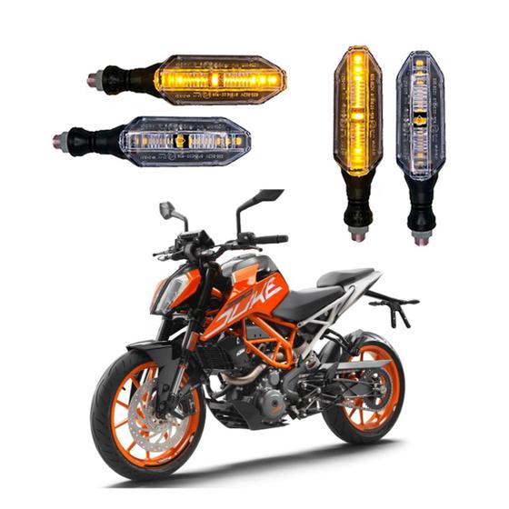 Imagem de KIT 4 Setas Esportivas Pisca de Led Modelo P26 Para Moto KTM DUKE 390 Ano 2010 2011 2012 2013 2014 2015