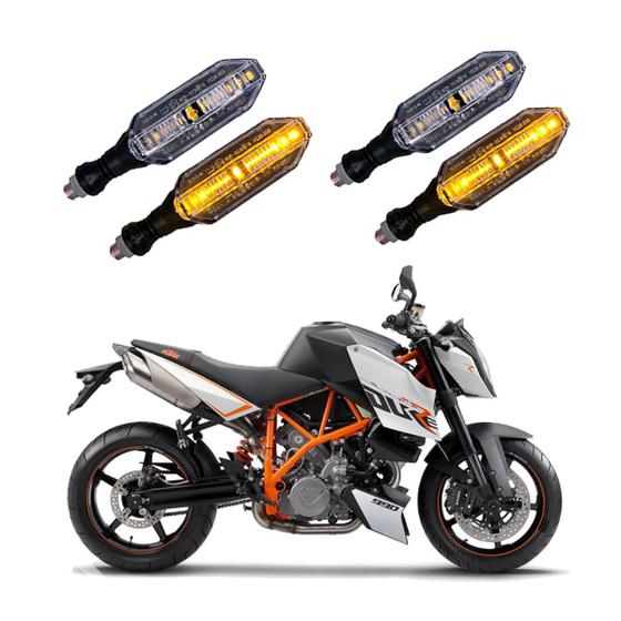 Imagem de KIT 4 Setas Esportivas Pisca de Led Modelo P26 Para Moto KTM SUPER DUKE 990 Ano 2016 2017 2018201920202021