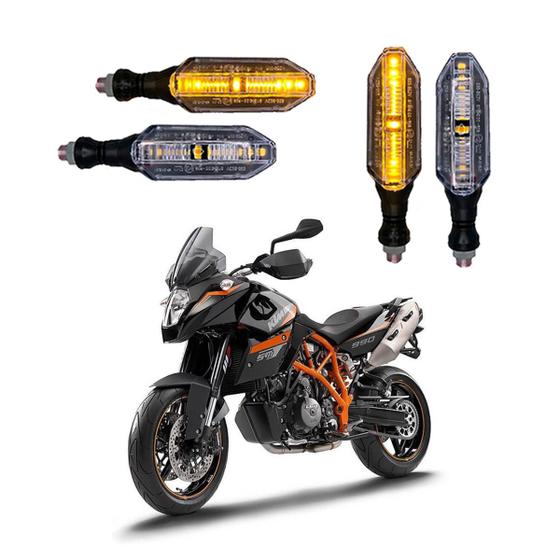 Imagem de KIT 4 Setas Esportivas Pisca de Led Modelo P26 Para Moto KTM SUPERMOTO 990T Ano 2010 2011 2012 2013 2014 2015