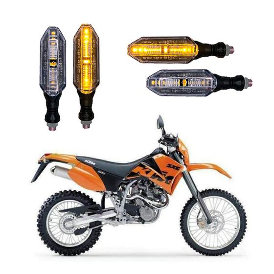 Imagem de KIT 4 Setas Esportivas Pisca de Led Modelo P26 Para Moto KTM SXC 625 Ano 2016 2017 2018201920202021