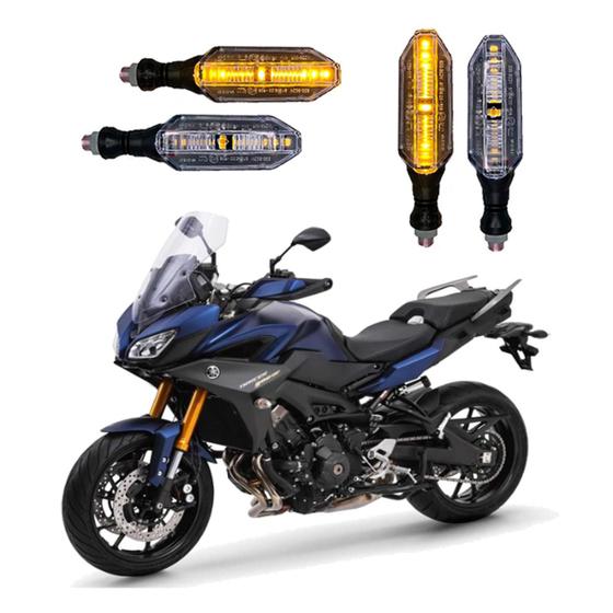 Imagem de KIT 4 Setas Esportivas Pisca de Led Modelo P26 Para Moto MT09 TRACKER Ano 2004 2005 2006 2007 2008 2009