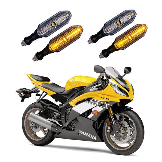 Imagem de KIT 4 Setas Esportivas Pisca de Led Modelo P26 Para Moto YZF R6 Ano 2016 2017 2018201920202021