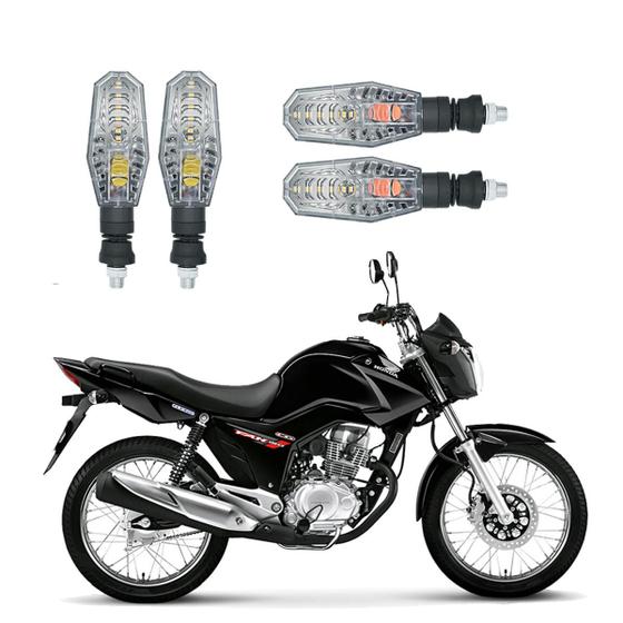 Imagem de Kit 4 Setas Pisca de Led Dianteiro E Traseiro Modelo PF01 Honda CG 150 START 2004 2005 2006 2007 2008 2009