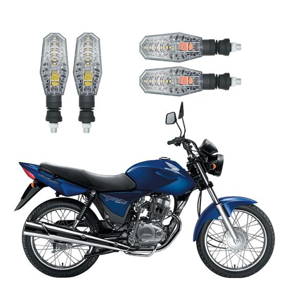 Imagem de Kit 4 Setas Pisca de Led Dianteiro E Traseiro Modelo PF01 Honda CG 150 TITAN ES 2004 2005 2006 2007 2008 2009