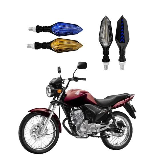 Imagem de KIT 4 Setas Sequenciais de Led Pisca Azul e Amarelo P43S Para Modo Honda CG 150 FAN 2010 2011 2012 2013 2014 2015