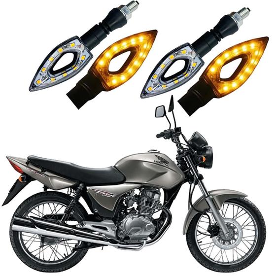 Imagem de Kit 4 Setas Sequenciais Led P01S Flecha Vazado Para Moto CG 150 Titan ESD 2004 2005 2006 2007 2008 2009