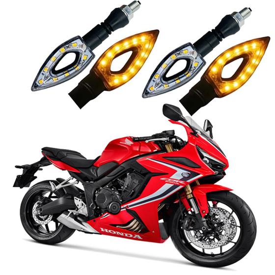 Imagem de Kit 4 Setas Sequenciais Led P01S Flecha Vazado Para Moto HONDA CBR 650R 2004 2005 2006 2007 2008 2009 2010 2011 2012