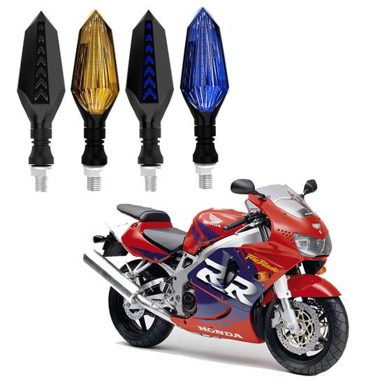 Imagem de KIT 4 Setas Sequenciais Led Universal Pisca Azul e Amarelo P43S Moto Honda CBR 900RR 2016 2017 2018201920202021