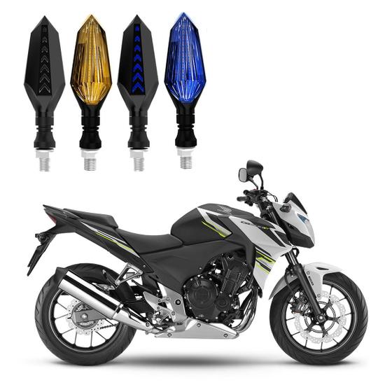 Imagem de KIT 4 Setas Sequenciais Led Universal Pisca Azul P43S Moto Honda CB 500F 2013 2014 2015 2016 2017 2018201920202021