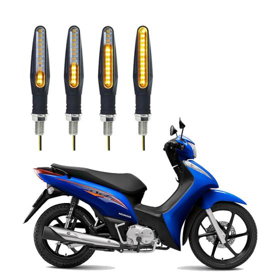 Imagem de KIT 4 Setas Sequenciais Modelo P25B Slim / Palito Para Moto BIZ 125 ES 2016 2017 2018201920202021