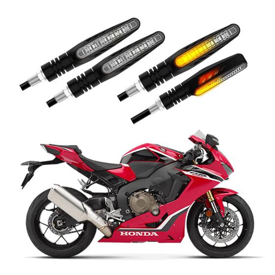 Imagem de KIT 4 Setas Sequenciais Modelo P25B Slim / Palito Para Moto Honda CB 1000R 2004 2005 2006 2007 2008 2009