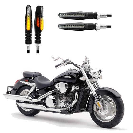 Imagem de KIT 4 Setas Sequenciais Modelo P25B Slim / Palito Para Moto Honda VTX 1800R Ano 2004 2005 2006 2007 2008 2009