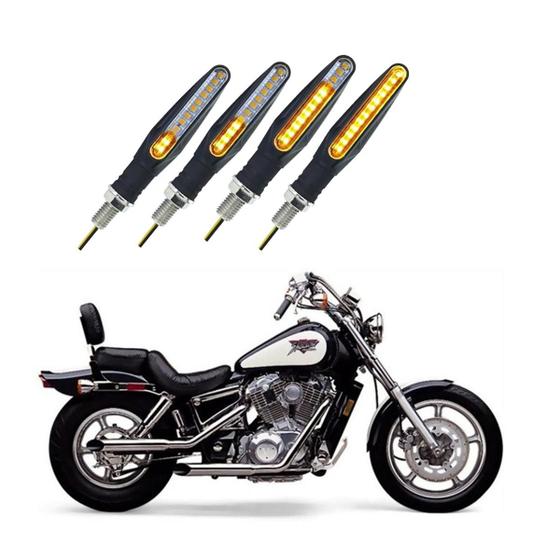 Imagem de KIT 4 Setas Sequenciais Modelo P25B Slim / Palito Para Moto SHADOW VT 1100 Ano 2004 2005 2006 2007 2008 2009