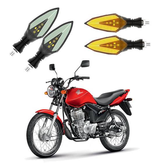 Imagem de KIT 4 Setas Sequenciais Pisca de Led Modelo P35 Para Moto Honda CG 125 FAN 2010 2011 2012 2013 2014 2015