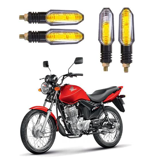 Imagem de Kit 4 Setas Sequenciais Pisca de Led Universal Modelo P50S Moto CG 125 FAN 2004 2005 2006 2007 2008 2009