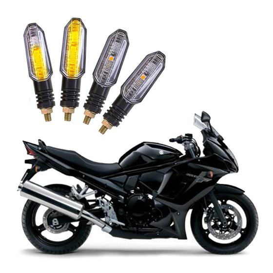 Imagem de Kit 4 Setas Sequenciais Pisca Led Universal Modelo P50S Moto SUZUKI 650F 2013 2014 2015 2016 2017 2018 2019 2020 2021