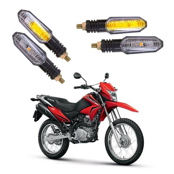 Imagem de Kit 4 Setas Sequenciais Pisca Led Universal Modelo P50S NXR 150 BROS ESD 2004 2005 2006 2007 2008 2009 2010 2011 2012