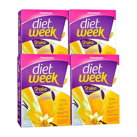 Imagem de Kit 4 Shake Auxiliador na Perda de Peso Diet Week Baunilha