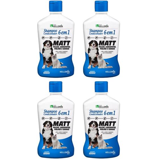 Imagem de KIT 4 Shampoo Pet 6x1 AntiPulgas Carrapatos Sarna Cães Gatos