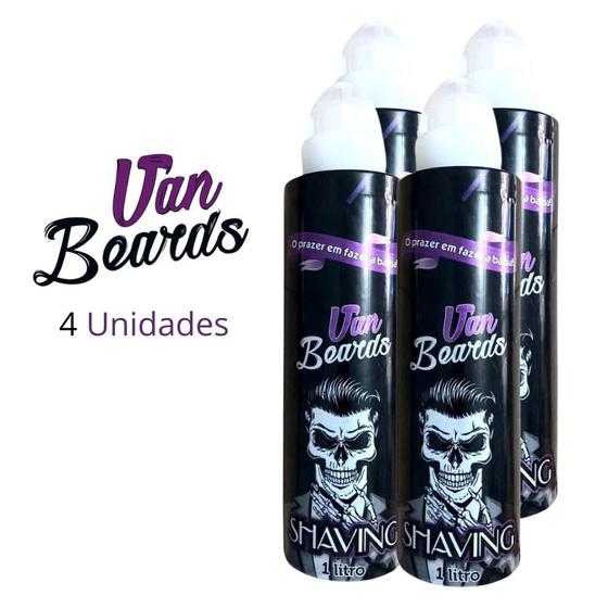 Kit 4 Shaving Gel Menthol Para Barbear Van Beards 1 Litro Profissional