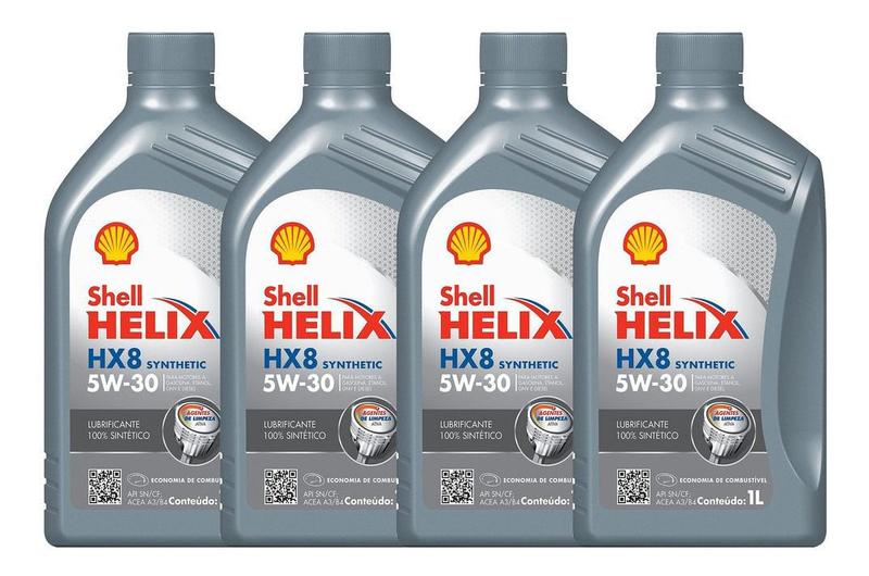 Imagem de Kit 4 Shell Helix Hx8 5w30 Motor Api Sn 100% Sint