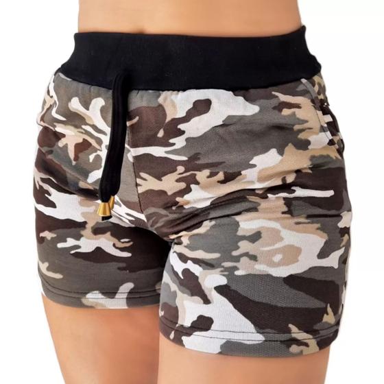 Imagem de Kit 4 Short Feminino com Bolso Moletom Camuflado