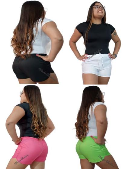 Imagem de Kit 4 Shorts Boxer Feminino Bermuda Larguinha Tactel Em Várias Cores
