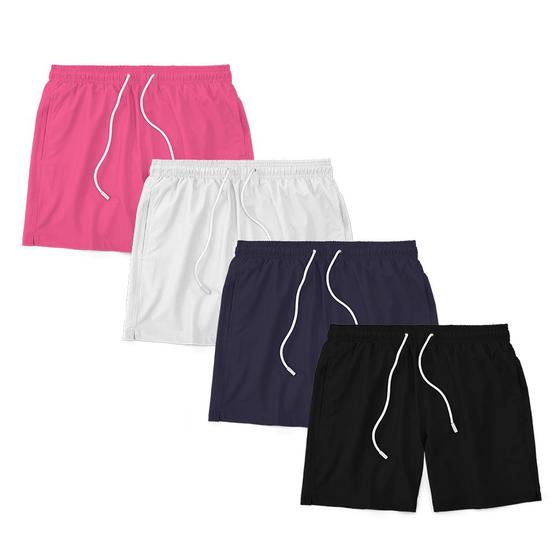 Imagem de Kit 4 Shorts Masculino Liso Básico Bermuda Tactel Água Praia Treino Academia Corrida