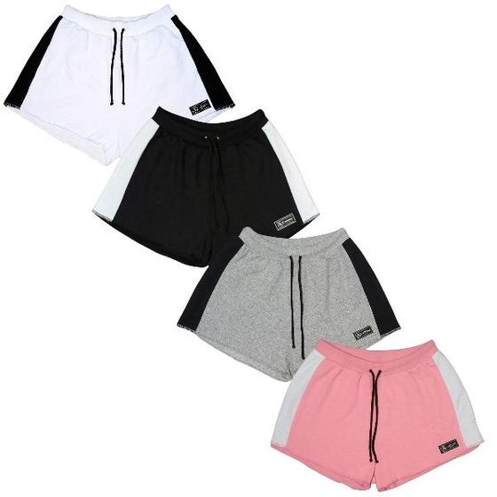 Imagem de Kit 4 Shorts Moletom Feminino Esportivo Sem Bolso Básico Treino Academia