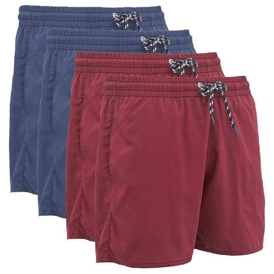 Imagem de Kit 4 Shorts Tactel Masculino Elástico Com Cordão Liso Verão