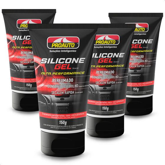 Imagem de Kit 4 Silicones em Gel Automotivo Proauto Alta Performance 150g