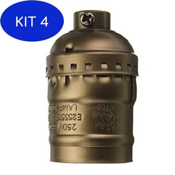 Imagem de Kit 4 Soquete E27 antigo bocal retro vintage bronze