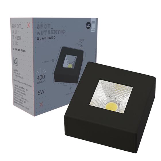 Imagem de Kit 4 Spot Led COB Quadrado Sobrepor 5w Preto Branco Frio 6500K