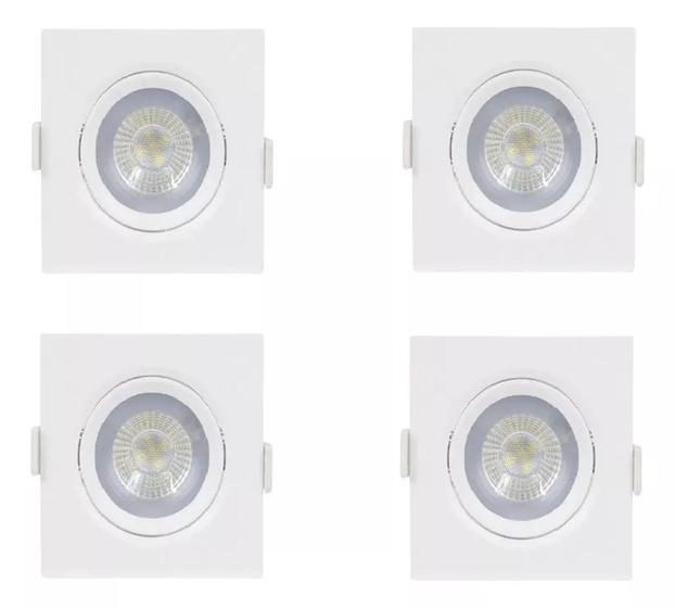 Imagem de Kit 4 Spot Led Embutir Quadrado Direcional 5w Branco Frio