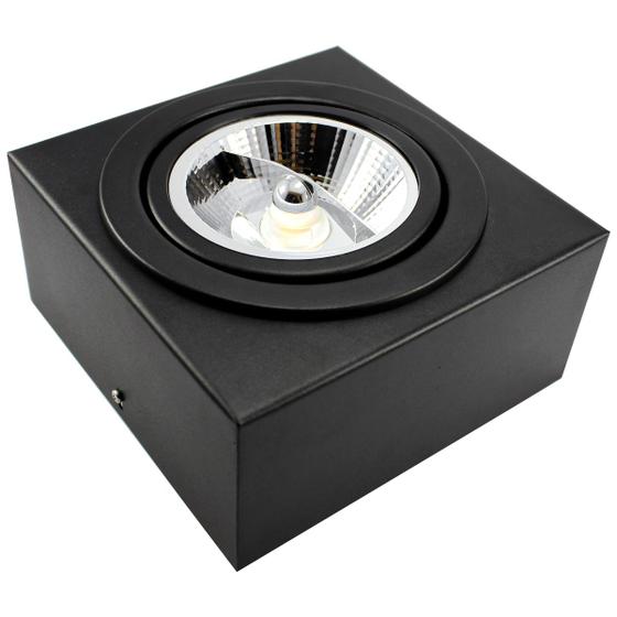 Imagem de Kit 4 Spot Plafon Sobrepor Box Quadrado AR111 Direcionável Preto + Led 12w