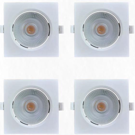 Imagem de Kit 4 Spots Led Embutir Avant 5W 6500K Bivolt Luz Branca - Quadrado