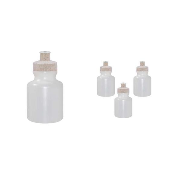 Imagem de Kit 4 Squeezes 300Ml Tampa Fibra Madeira Palha