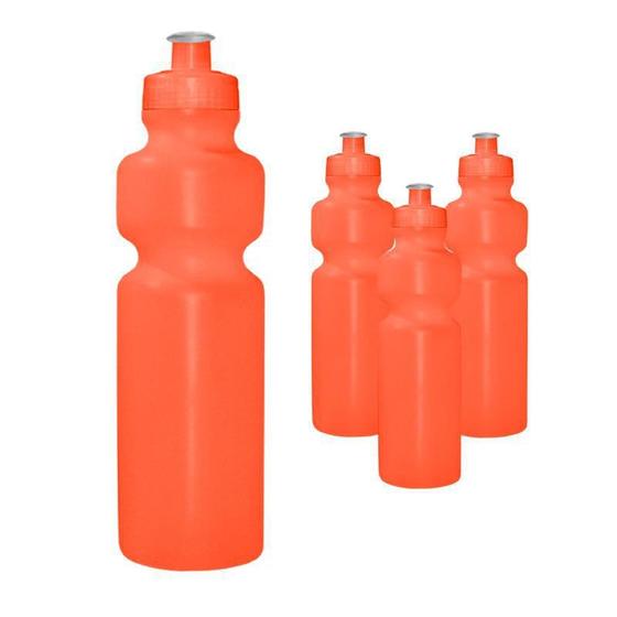 Imagem de Kit 4 Squeezes 750Ml Laranja Neon Plástico Premium