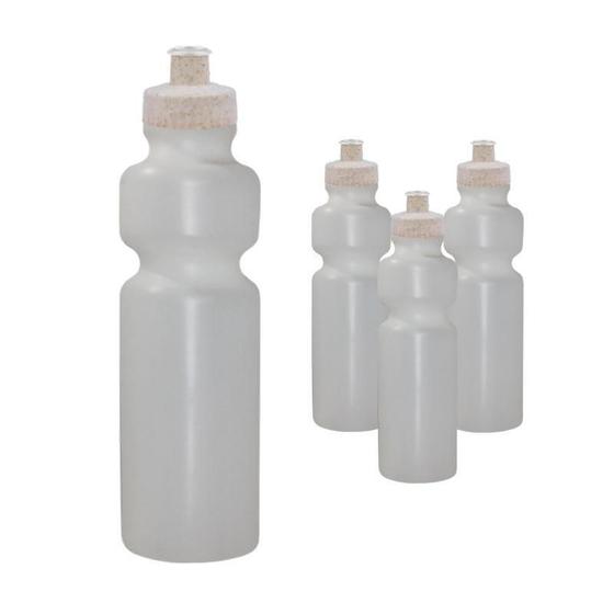 Imagem de Kit 4 Squeezes 750Ml Tampa Fibra Madeira Palha