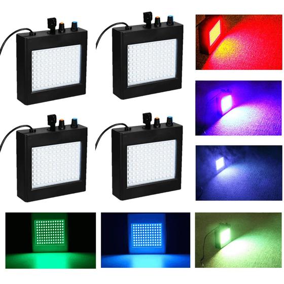 Imagem de Kit 4 Strobo Mini Jogo De Luz 25W Efeito Flash 108 LEDs RGB Para Festa TB1230