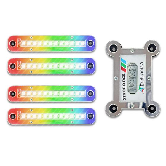 Imagem de Kit 4 Strobo Para Som Automotivo 12 Super Led Rgb Deltrônica