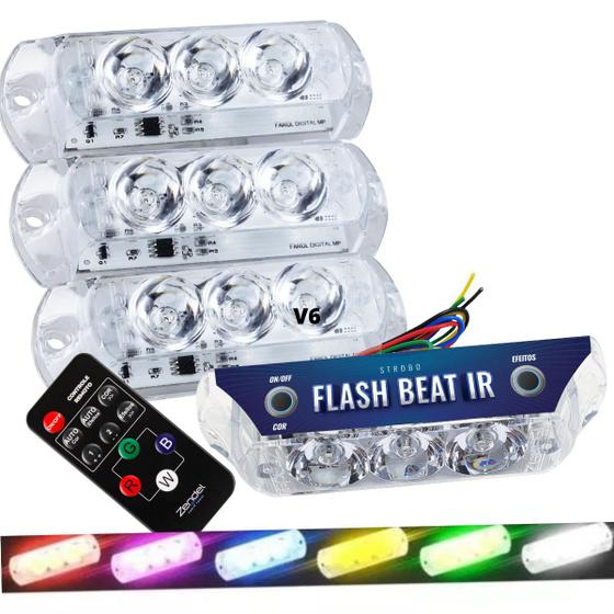 Imagem de Kit 4 Strobo Ritmico Sound Flash Beat Ir Com Central e Controle Pisca o led conforme a batida do Som