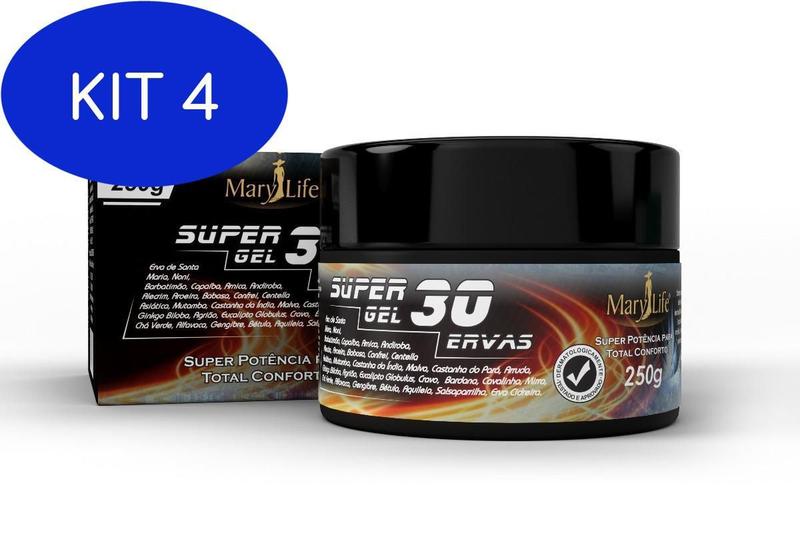 Imagem de Kit 4 Super Gel 30 ervas 250 g Mary Life