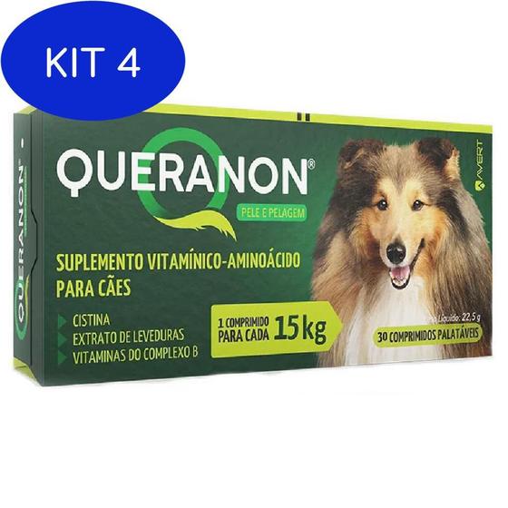 Imagem de Kit 4 Suplemento Vitamínico Queranon 15Kg 30 Comprimidos -