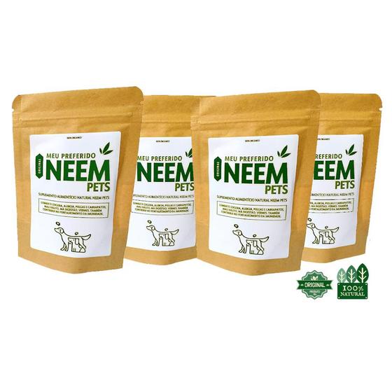 Imagem de Kit 4 Suplementos Neem Pets 100% Natural Multi Benefícios Aumenta a Imunidade Combate o Mau Hálito e Coceiras Para Cães e Gatos