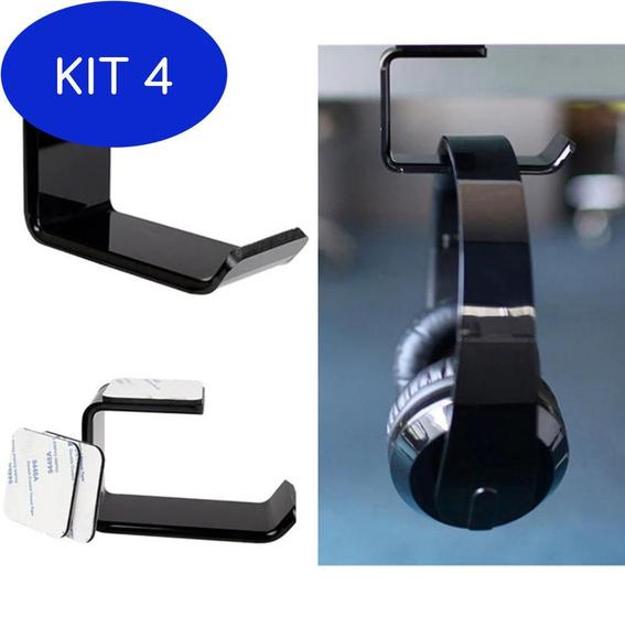 Imagem de Kit 4 Suporte Para Fone de Ouvido Acrílico Mesa Parede Dupla Face