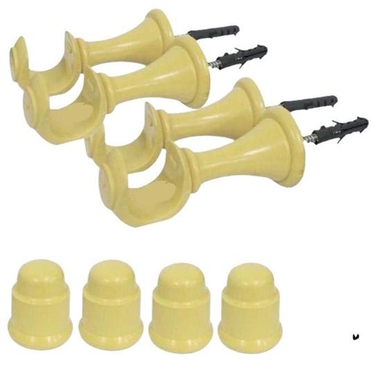 Imagem de Kit 4 Suporte Para Varão Cortina Com Ponteira 28Mm Marfim