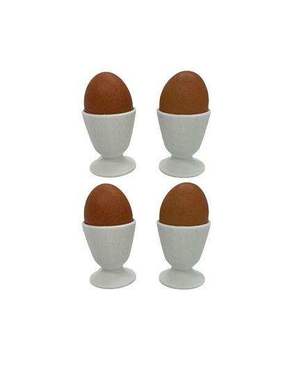 Imagem de Kit 4 Suportes Base Taça Para Ovo Cozido Egg Cup Cozinha 3D - Branco