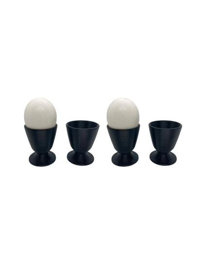 Imagem de Kit 4 Suportes Base Taça Para Ovo Cozido Egg Cup Cozinha 3D - Preto